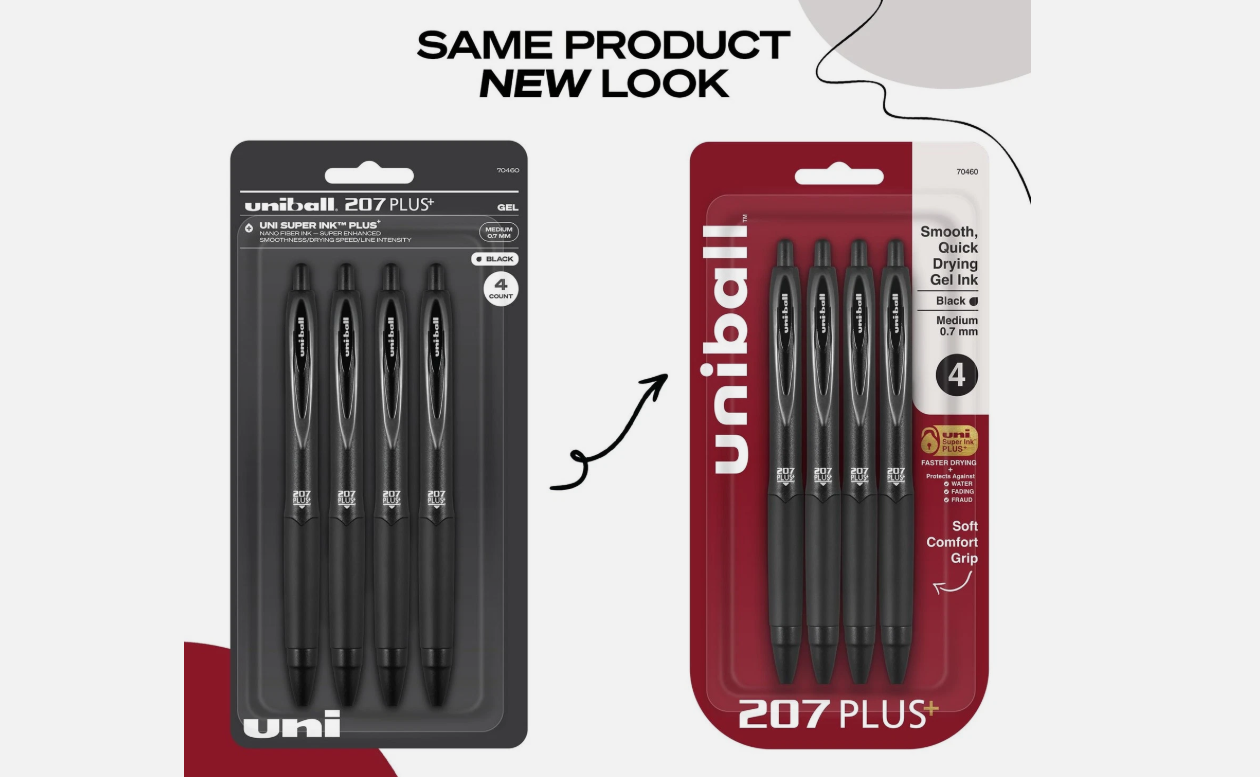 Test - Uniball 207 Plus Retractable Gel Pens Medium Point 0.7mm Black Ink 4/Pack 70460